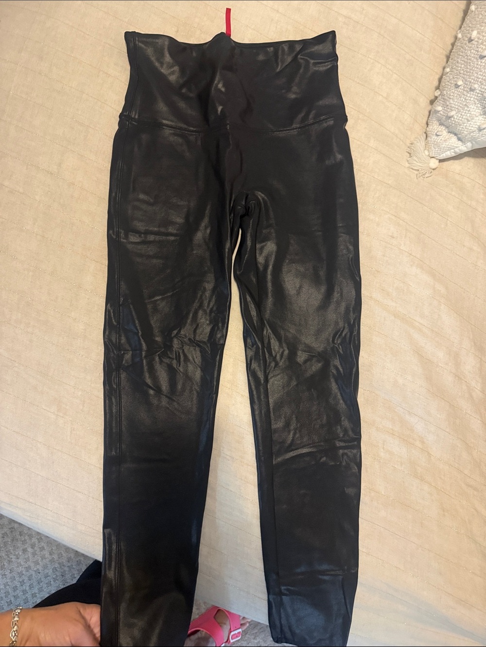 SPANX Black Faux Leather High-Waist Leggings